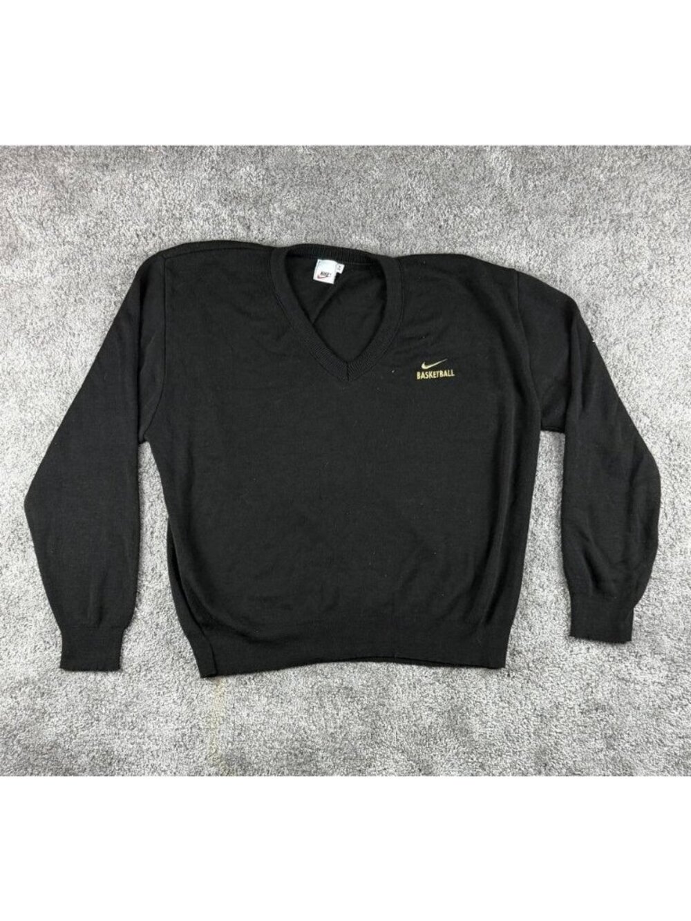 Nike Basketball V-Neck Sweater Black Mens 2XL Embroidered Swoosh